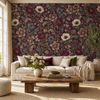 Deep Plum Floral Wallpaper — cover living room
