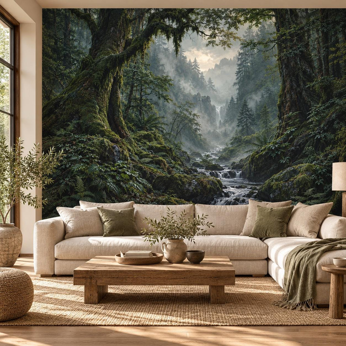 Deep Green Forest Wallpaper — cover living room