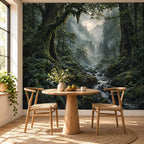 Deep Green Forest Wallpaper — breakfast nook