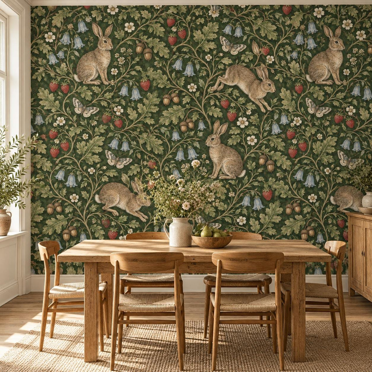 Medieval Rabbit Wallpaper — dining room