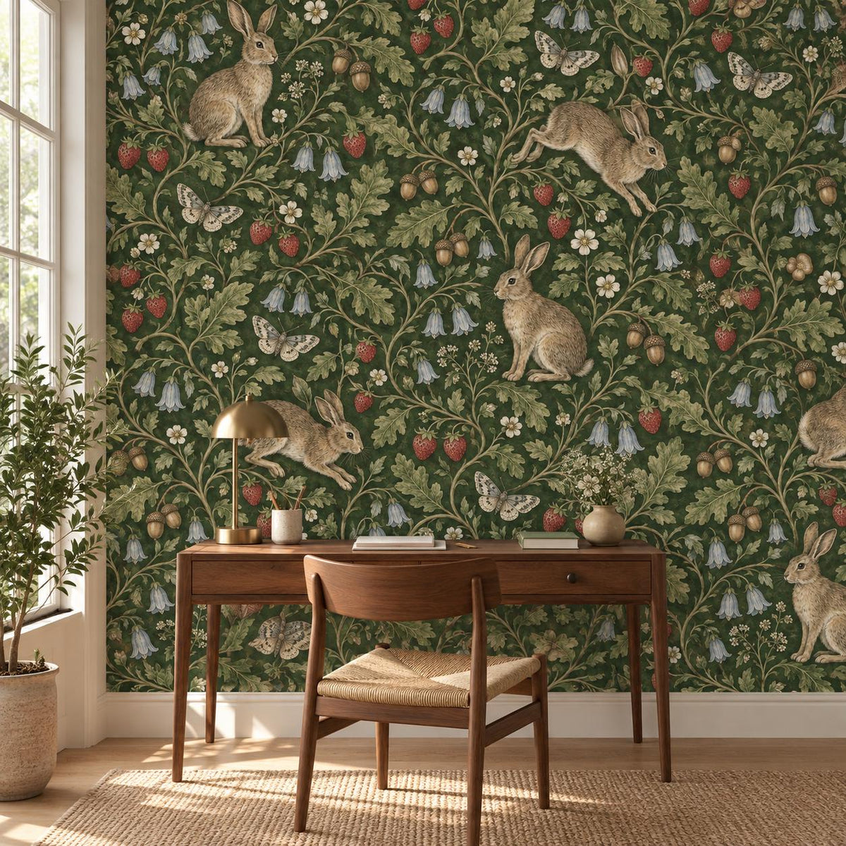 Medieval Rabbit Wallpaper — home office