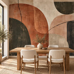 Terracotta Abstract: dining room wallpaper mockup