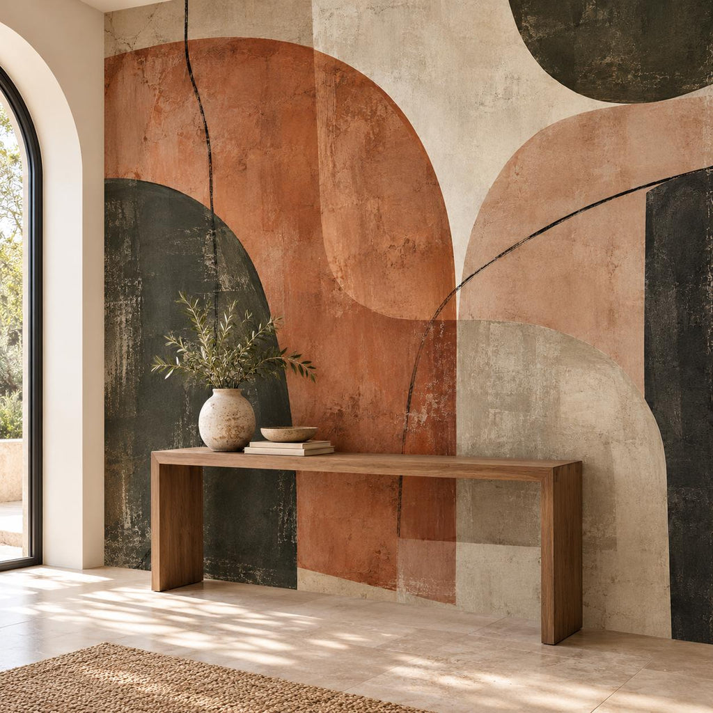 Terracotta Abstract: entryway wallpaper mockup