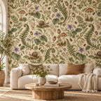 Snail Mushroom: cover living room wallpaper mockup