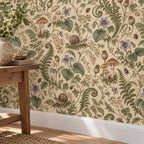 Snail Mushroom: installed wall detail wallpaper mockup
