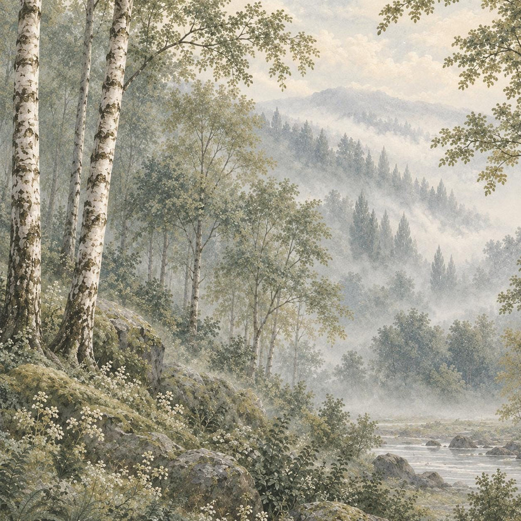 Misty Sage Forest: design detail artwork close up