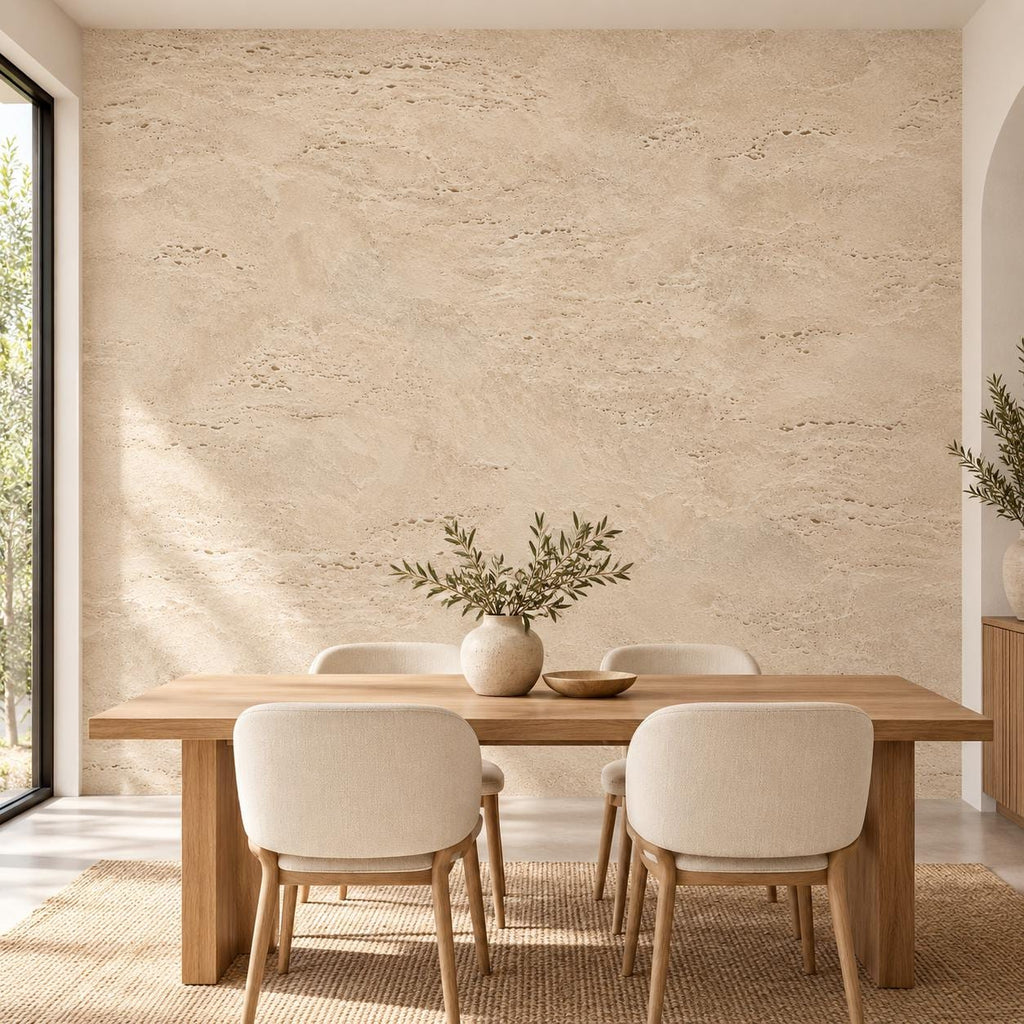 Travertine: dining room wallpaper mockup