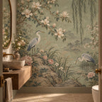 Sage Chinoiserie: powder room wallpaper mockup