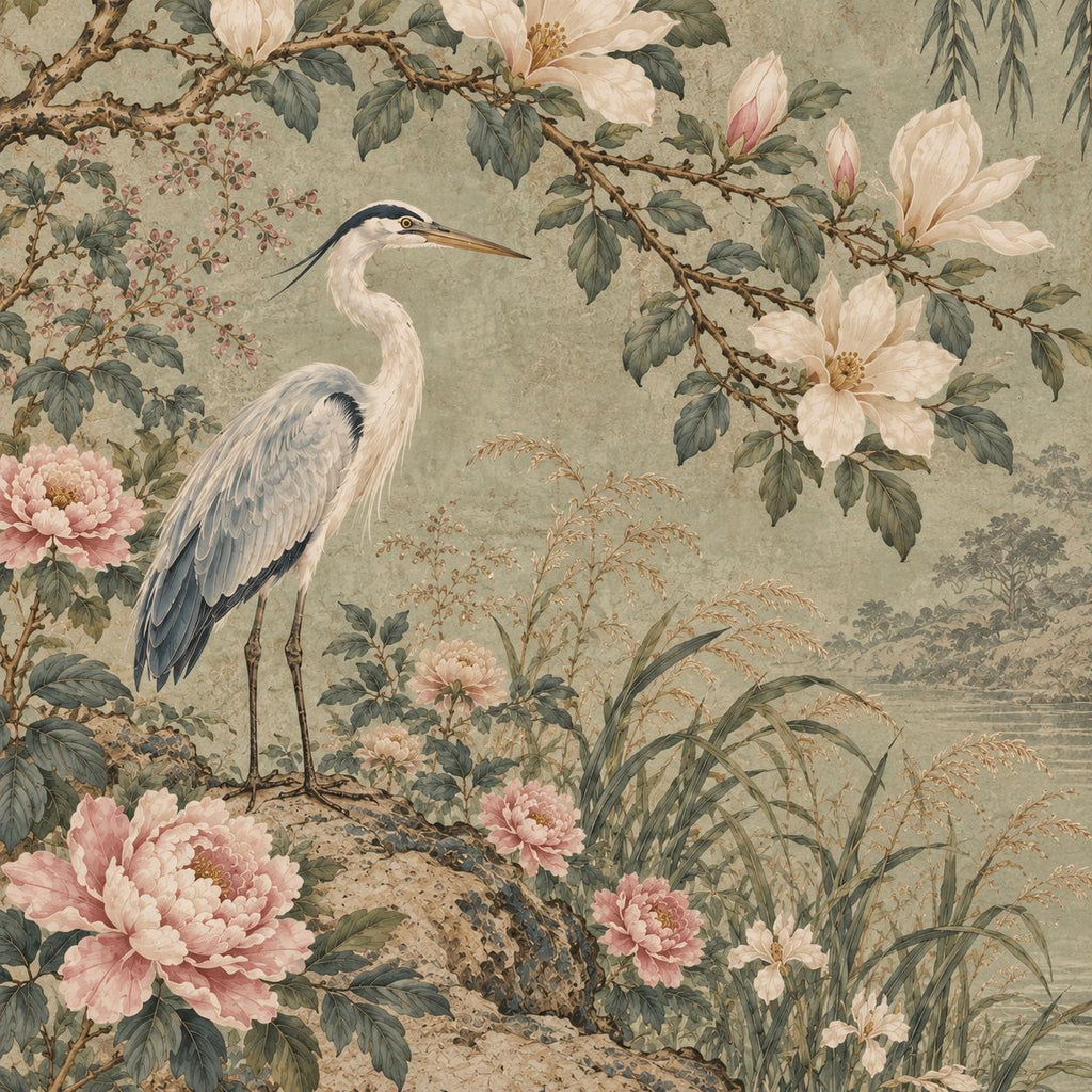 Sage Chinoiserie: design detail artwork close up