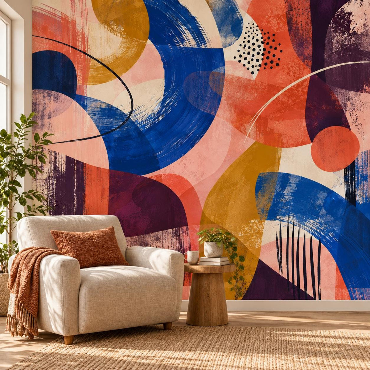 Colorful Abstract: reading nook wallpaper mockup
