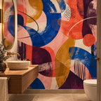 Colorful Abstract: powder room wallpaper mockup